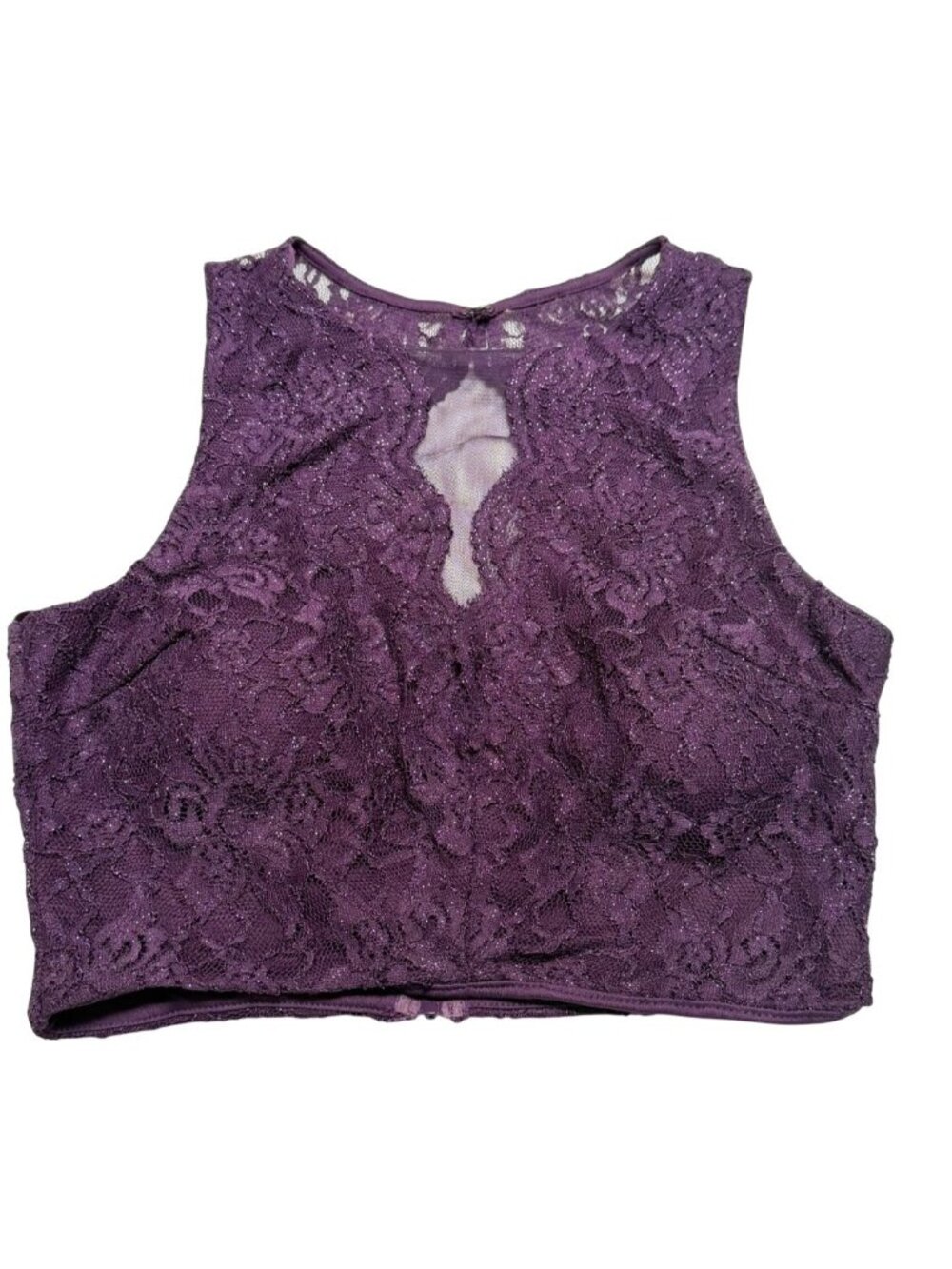 City Triangle Purple Lace Shimmer Crop Sleeveless Top Size 5